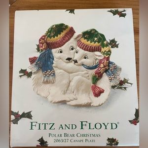 NIB Fitz and Floyd Polar Bear Canapé plate